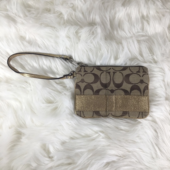 Coach Handbags - Coach Monogram/Gold Wristlet Wallet